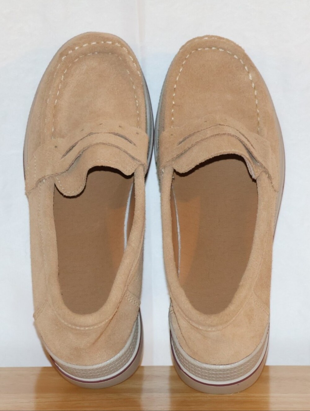 Ruiatoo Beige Slip-On Suede Platform Loafers. - Picture 8 of 14